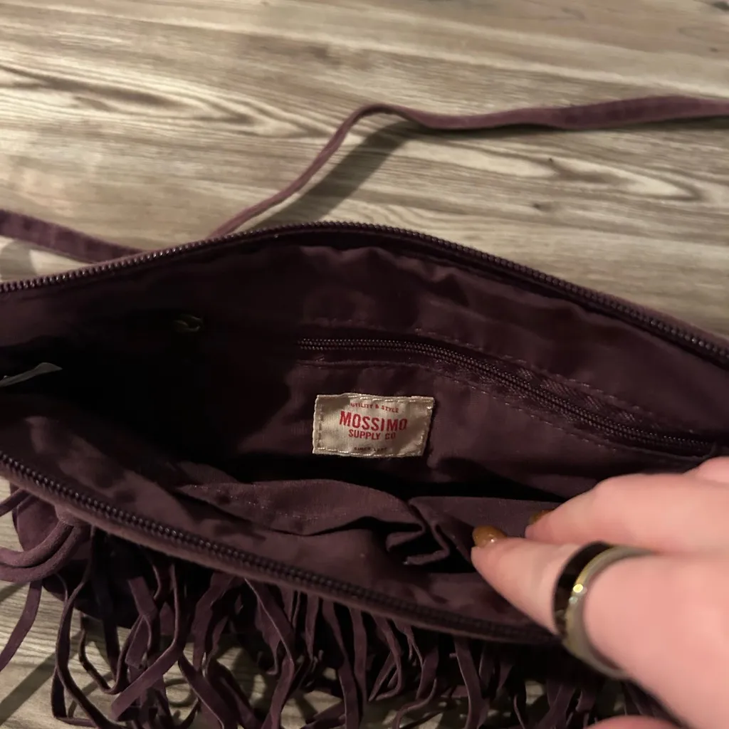 Mossimo Supply Co. Burgundy Fringe Crossbody Bag Purple - Image 2