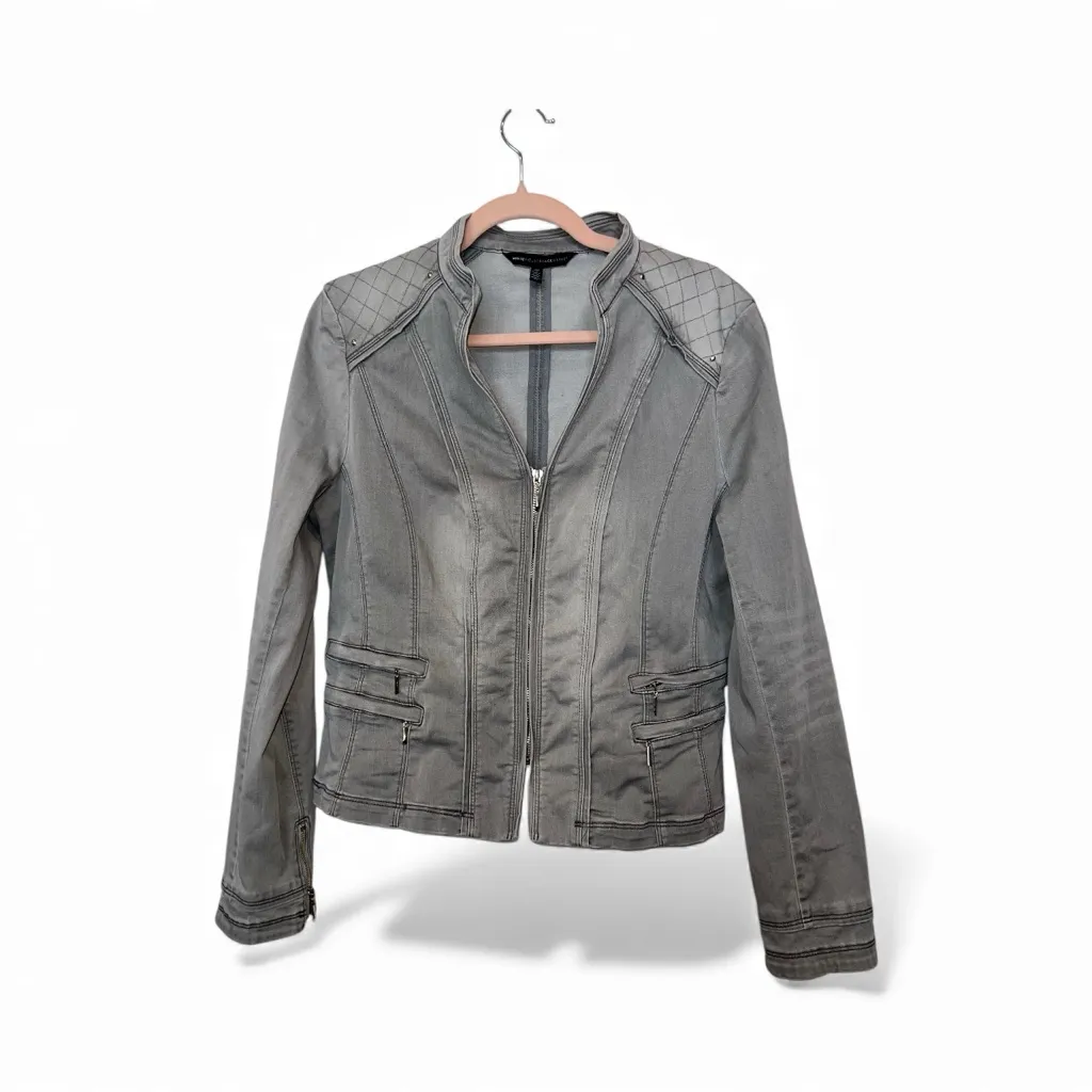 White House Black Market Moto Jacket – Size 10 – Gray – EUC - Image 2