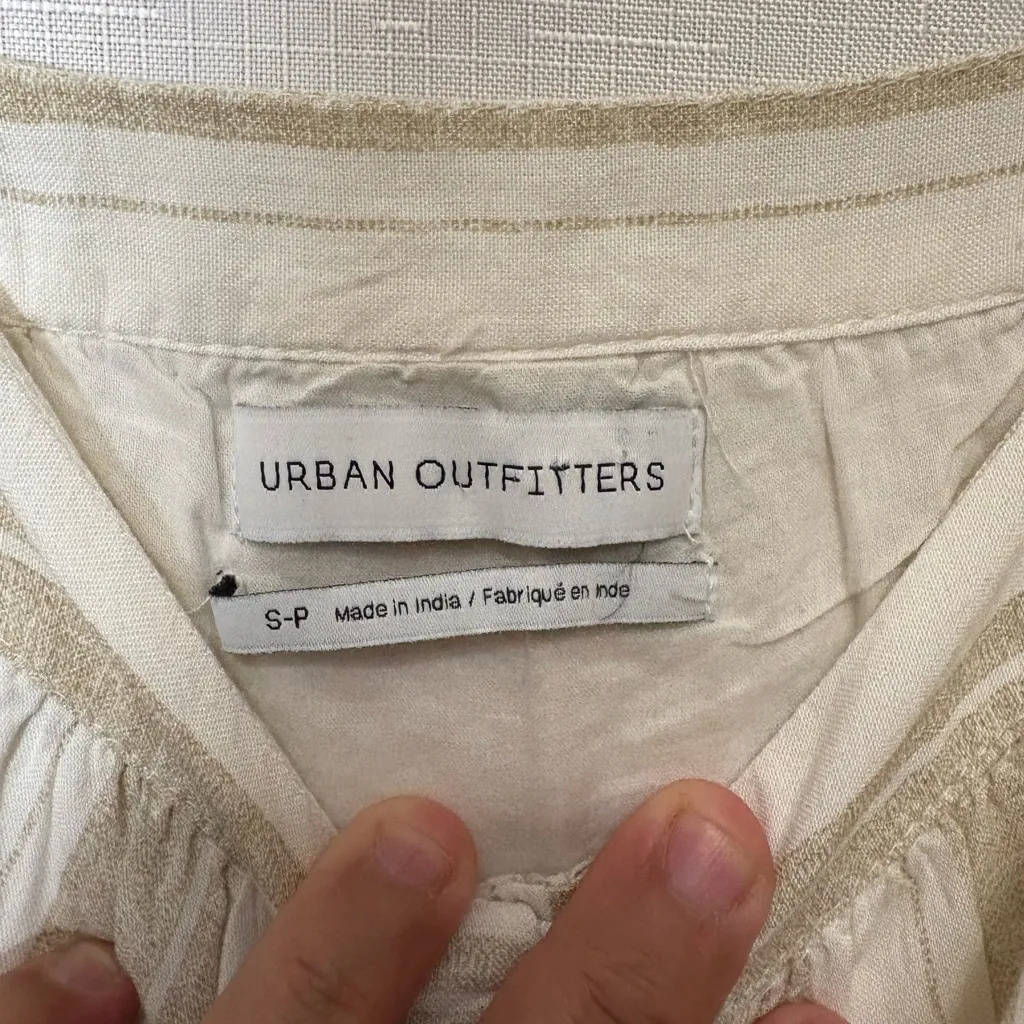 Urban Outfitters Cream and Tan Striped Midi Dress,Size S - Image 5