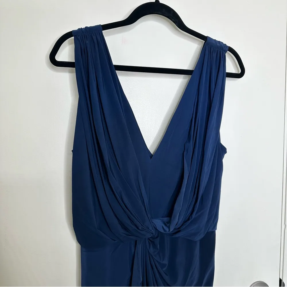 NWT Misa Los Angeles Leza Gathered Dress in Navy Blue - Image 3