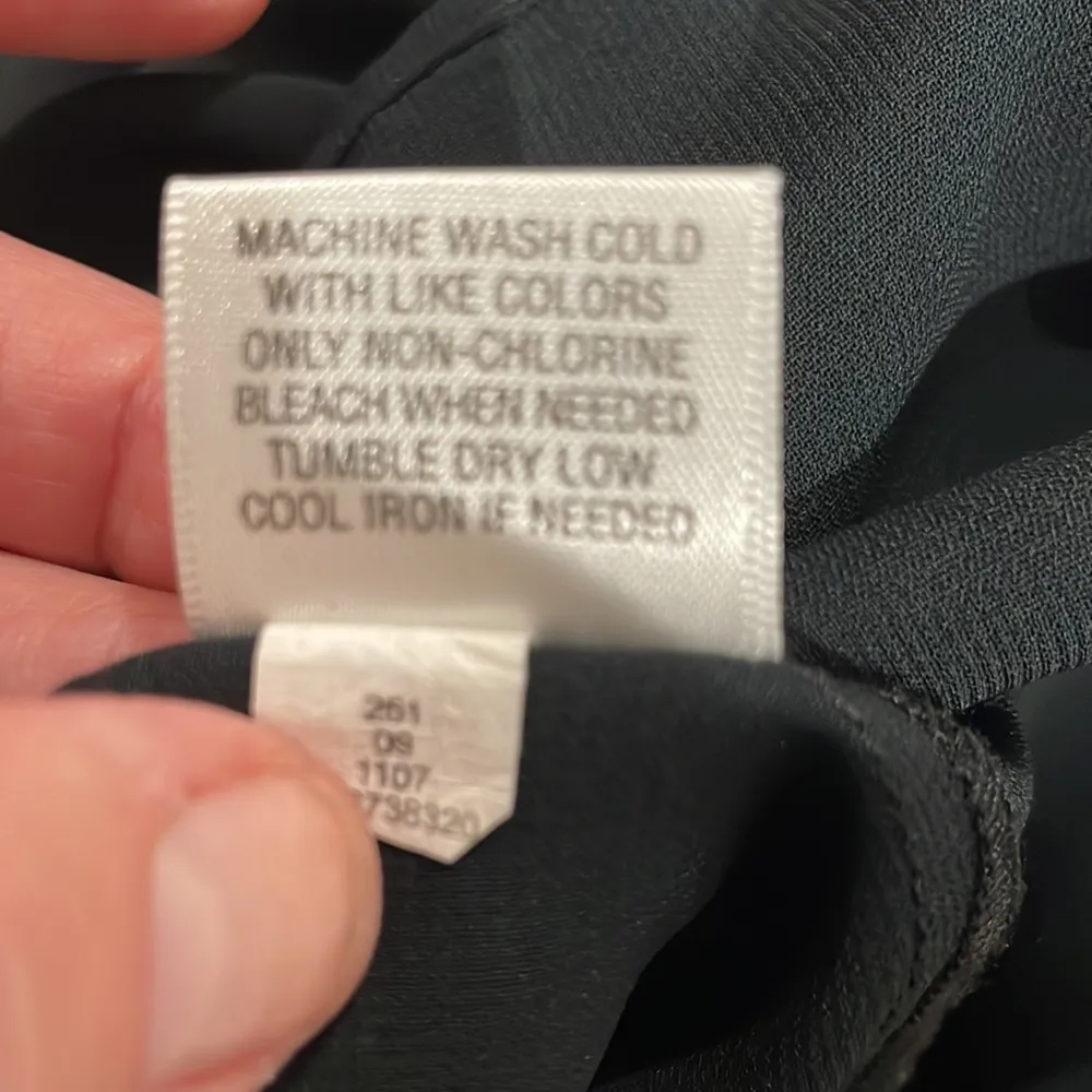 LBD sheer silky retro pleated skirt button down collared classic dress Black Size undefined - Image 9