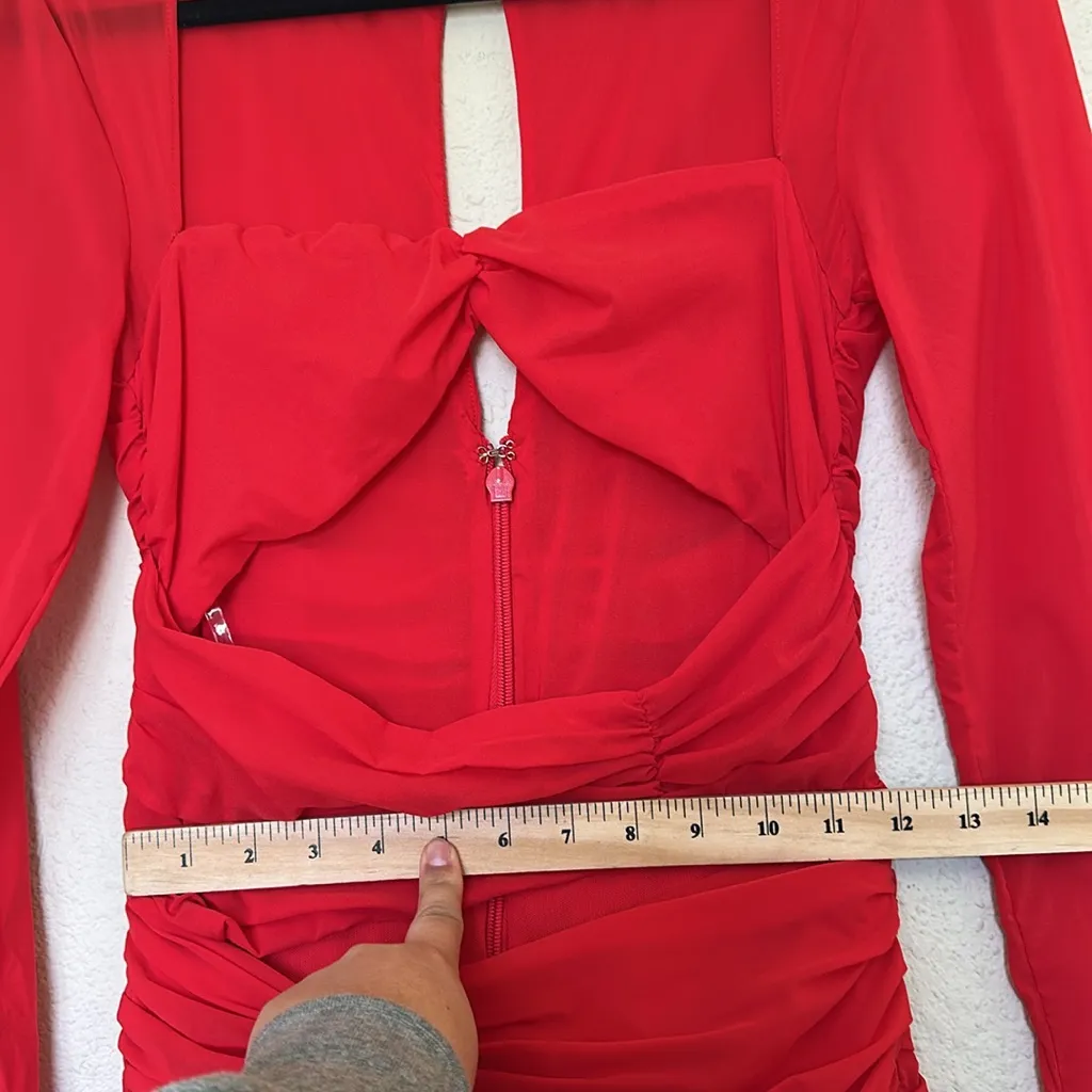 HOUSE OF CB‎ 'Camille' Scarlet Real Silk Cutout Mini Dress NWOT size M - Image 10