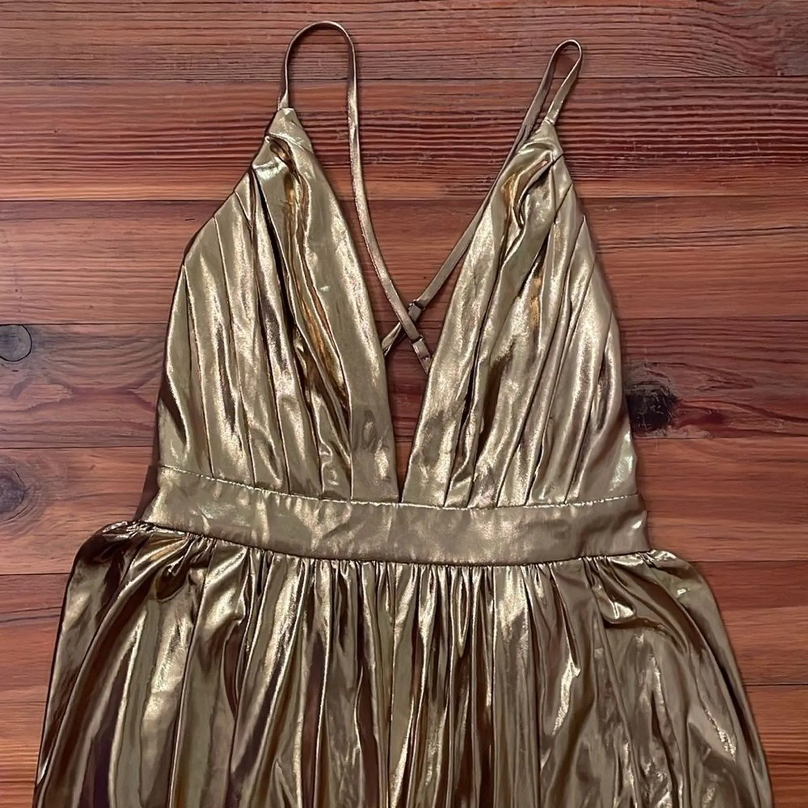 Fate Metallic Gold Cocktail Party Dress Womens Size Small NEW Glam - Image 11