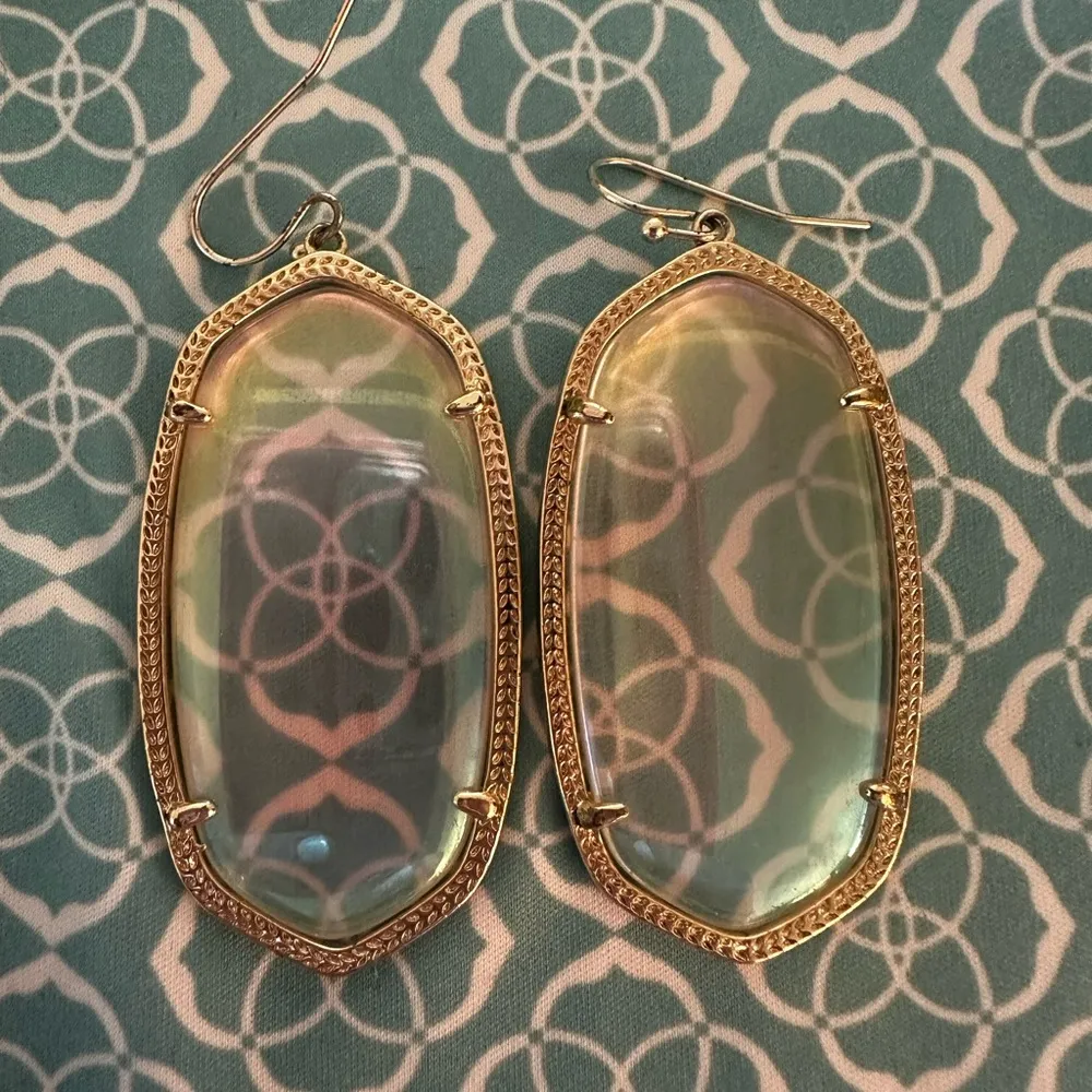 Danielle Silver Drop Earrings Iridescent Agate - Image 2