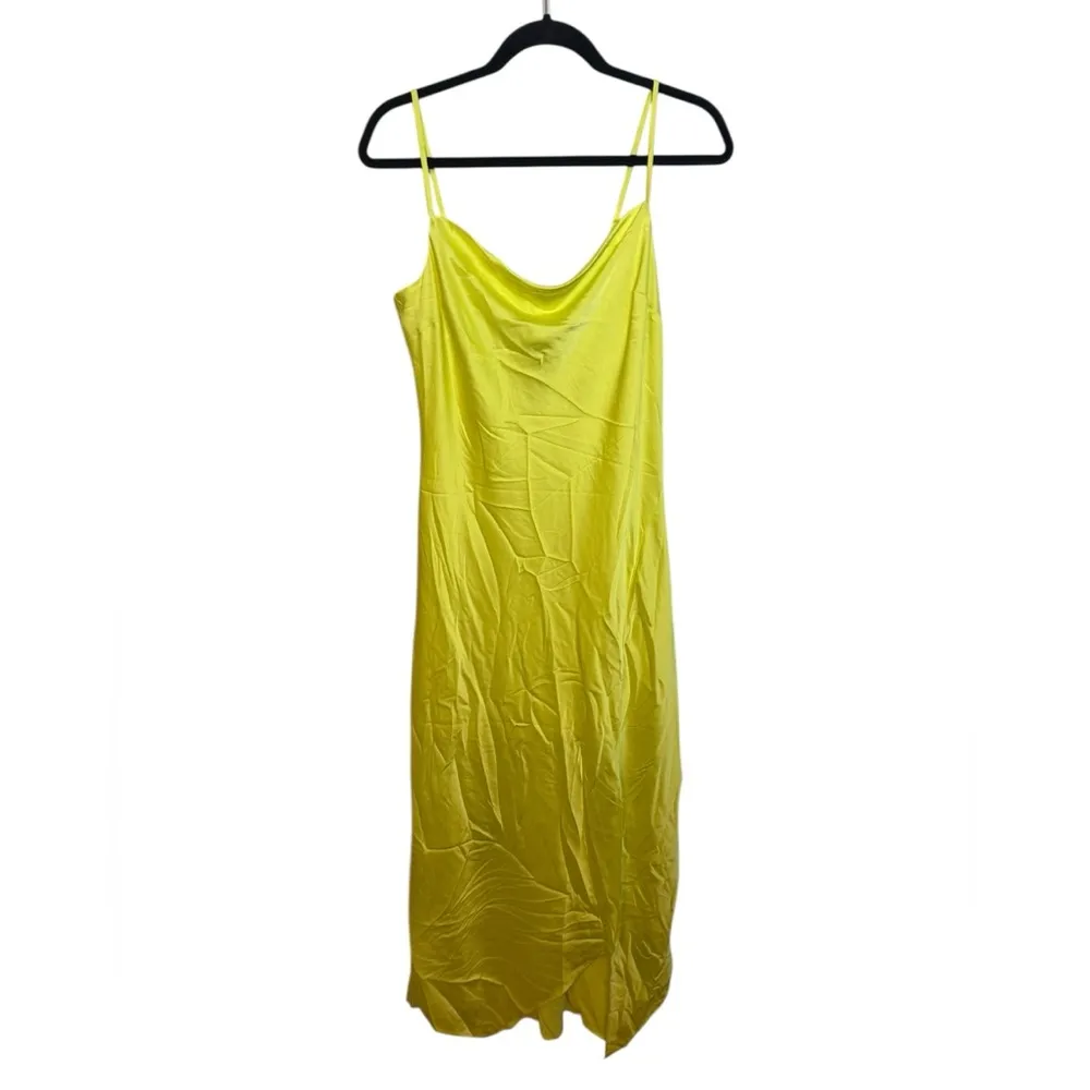 Nwt Express Lime Green Satin Drape Neck Slip Dress - Image 2