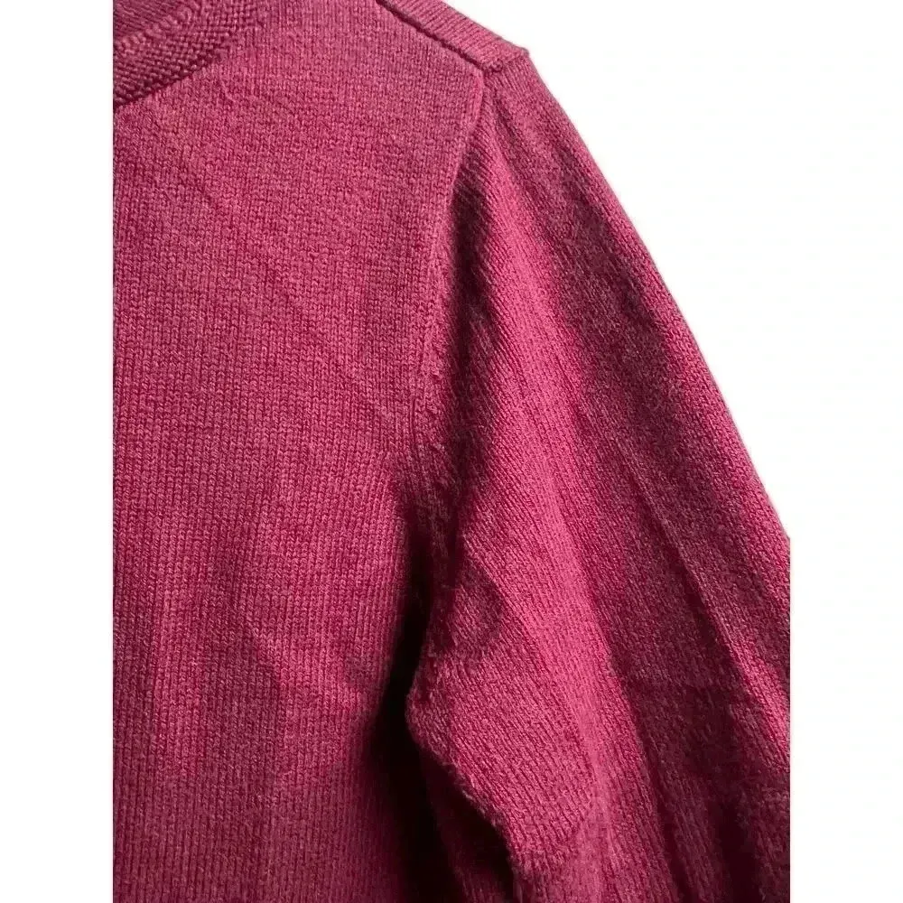 J.Jjill Pure Jill Medium Maroon Cotton/Wool Blend Sweater Front Tie Detail - Image 6