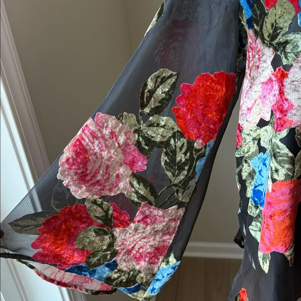 Show Me Your MuMu Hippie Dippie Floral Bell Sleeve Velvet Top - Image 5