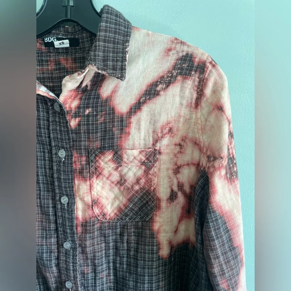 BDG Bleach Burnout Handmade Black and Orange Casual Button Down Shirt Sz XS - Image 2