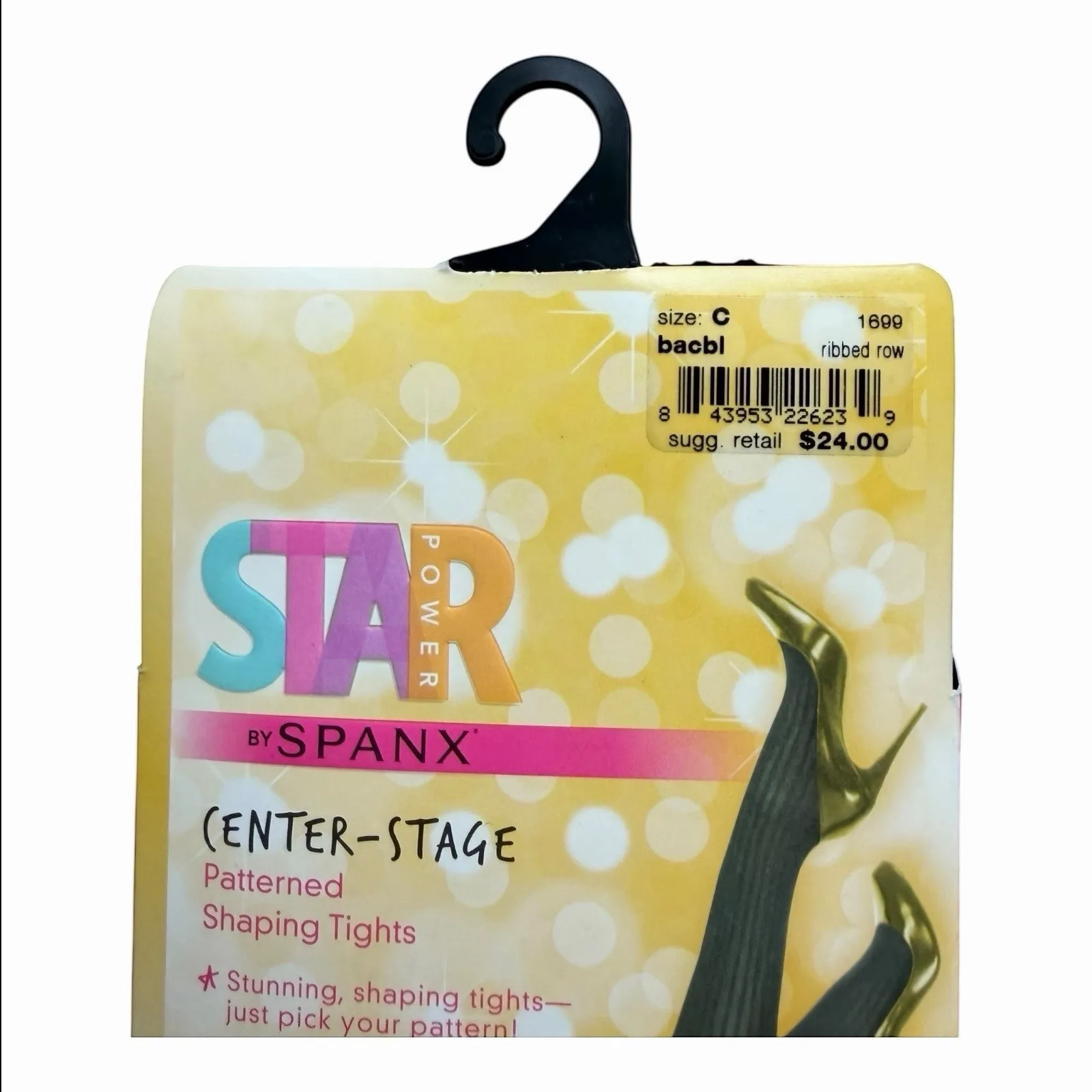 2 Pair Spanx Star Power Center-Stage Ribbed Row Shaping Tights Black Size C - Image 5