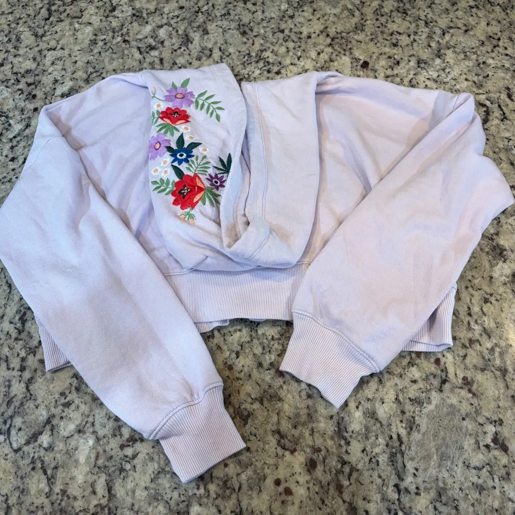 Wildfox Light Purple Zip-Up Embroidered Hoodie - Image 7