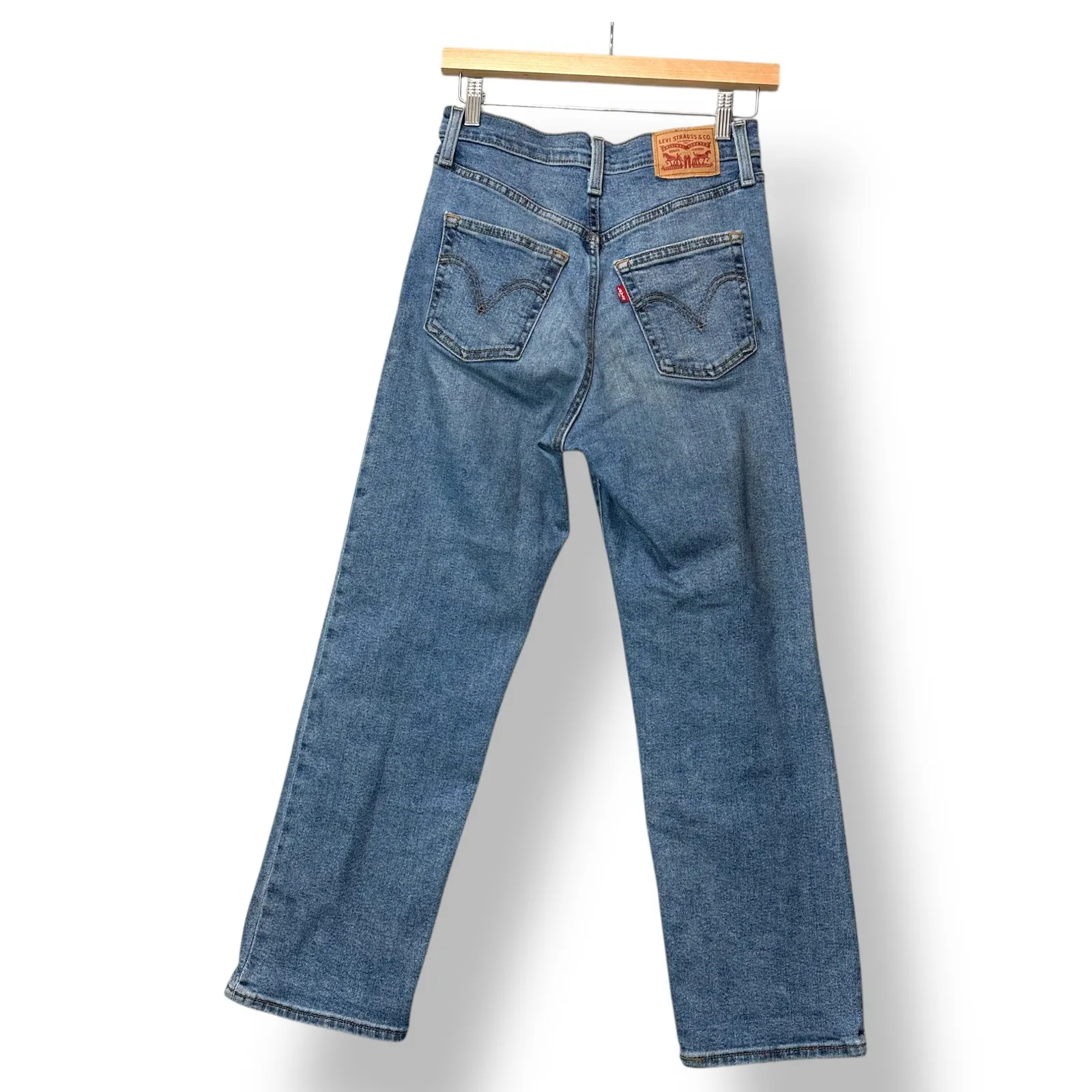 Levi's Ribcage Straight Jeans Womens Sz 26 Blue Wash Waterless Heritage Capsule - Image 3