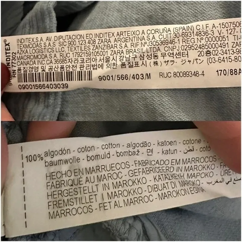 Zara Oversized Long Sleeve Corduroy Shacket Raw Hem Button Down Jacket M Blue - Image 10