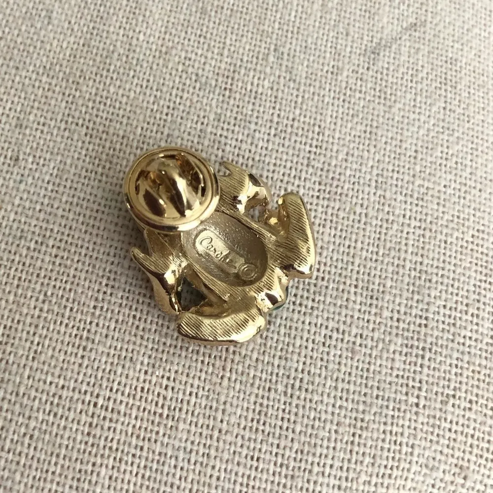 Vintage Carolee Rhinestone Enamel Frog Brooch Lapel Pin - Image 2