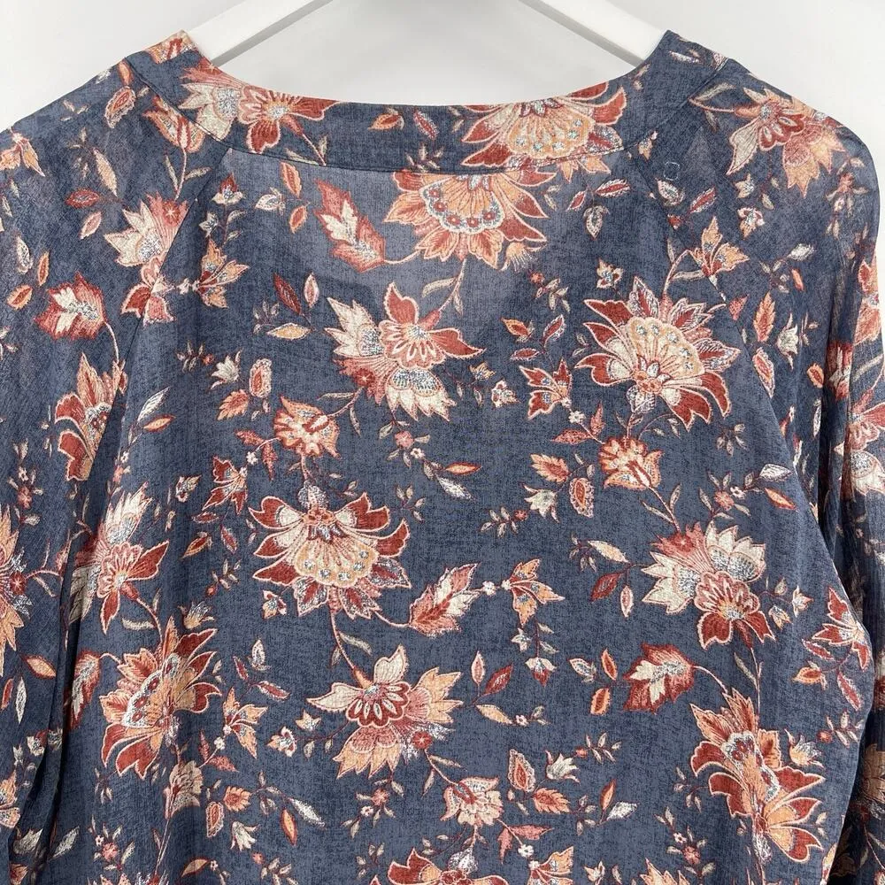 Garnet Hill Bishop‎ Sleeve Silk Dress with Slip Floral Boho 3/4 Sleeves Size 10 - Image 7