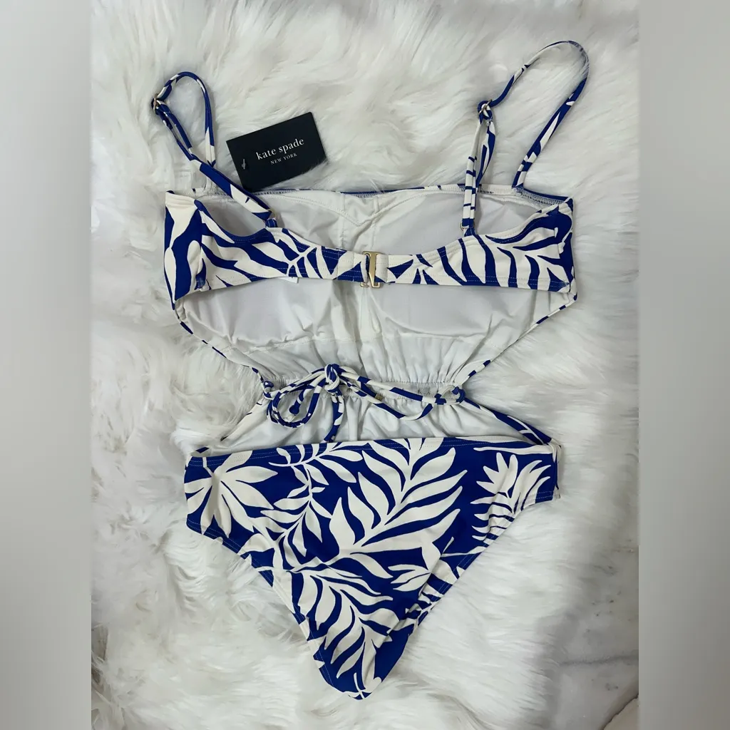 Kate Spade Tropical Cinch Front One Piece Blue Berry Swimsuit Size S - Image 7