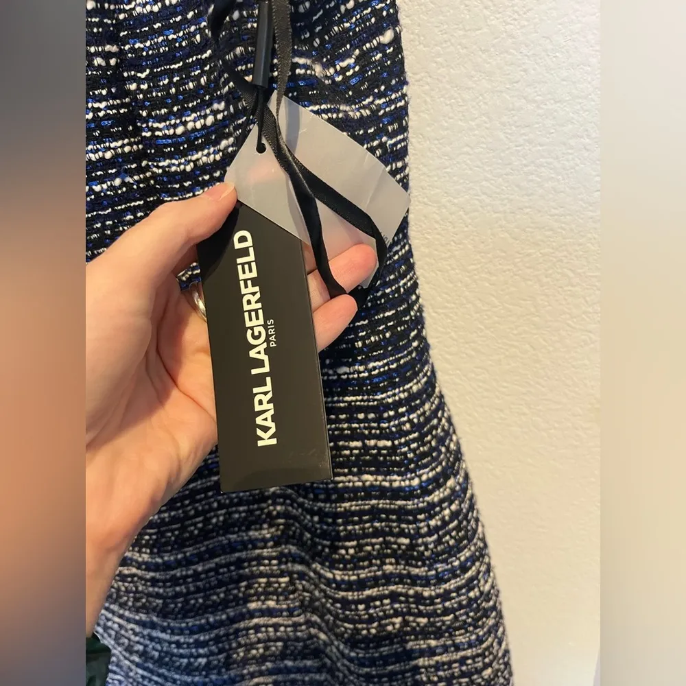 Karl Lagerfeld blue Tweed Dress - Image 3