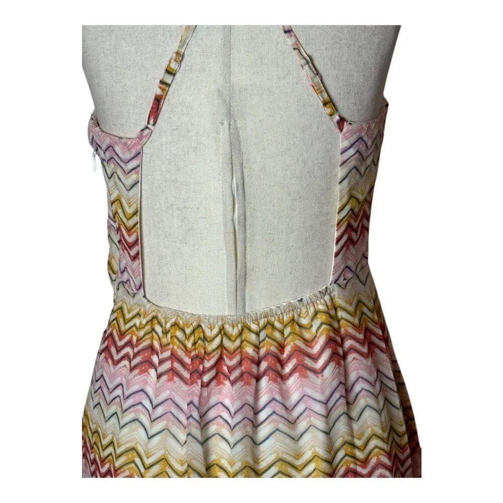 Freebird Dress Women M‎ Pink Chevron Zig Zag Open Criss Cross Back Maxi Boho Size M - Image 7