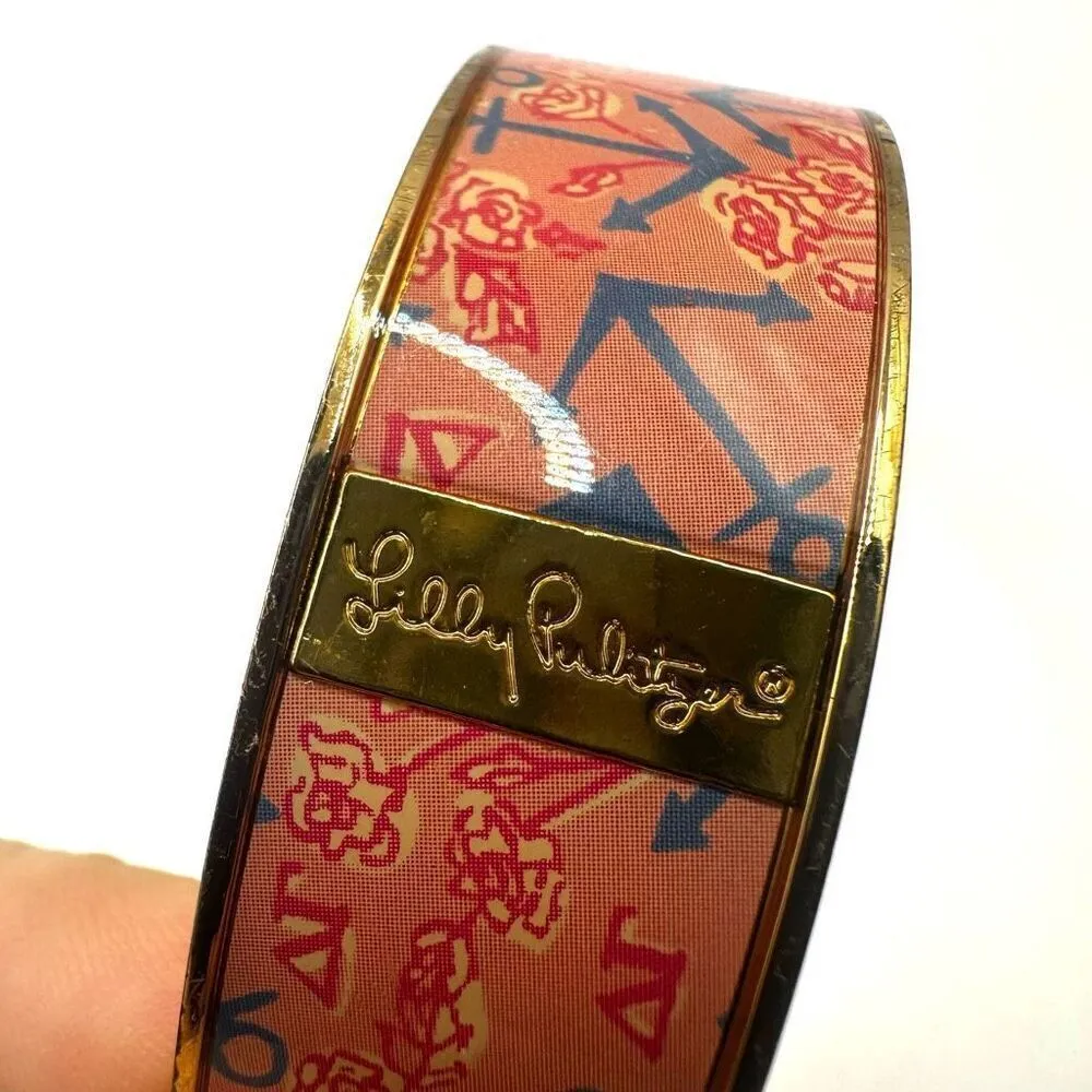 Lilly Pulitzer coral and gold tone nautical pattern bangle bracelet - Image 7