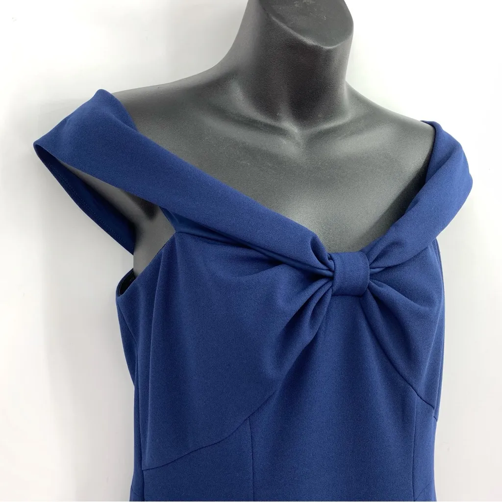 GAL MEETS GLAM Tyler Off The Shoulder Midi Dress Navy Blue 2 - Image 3