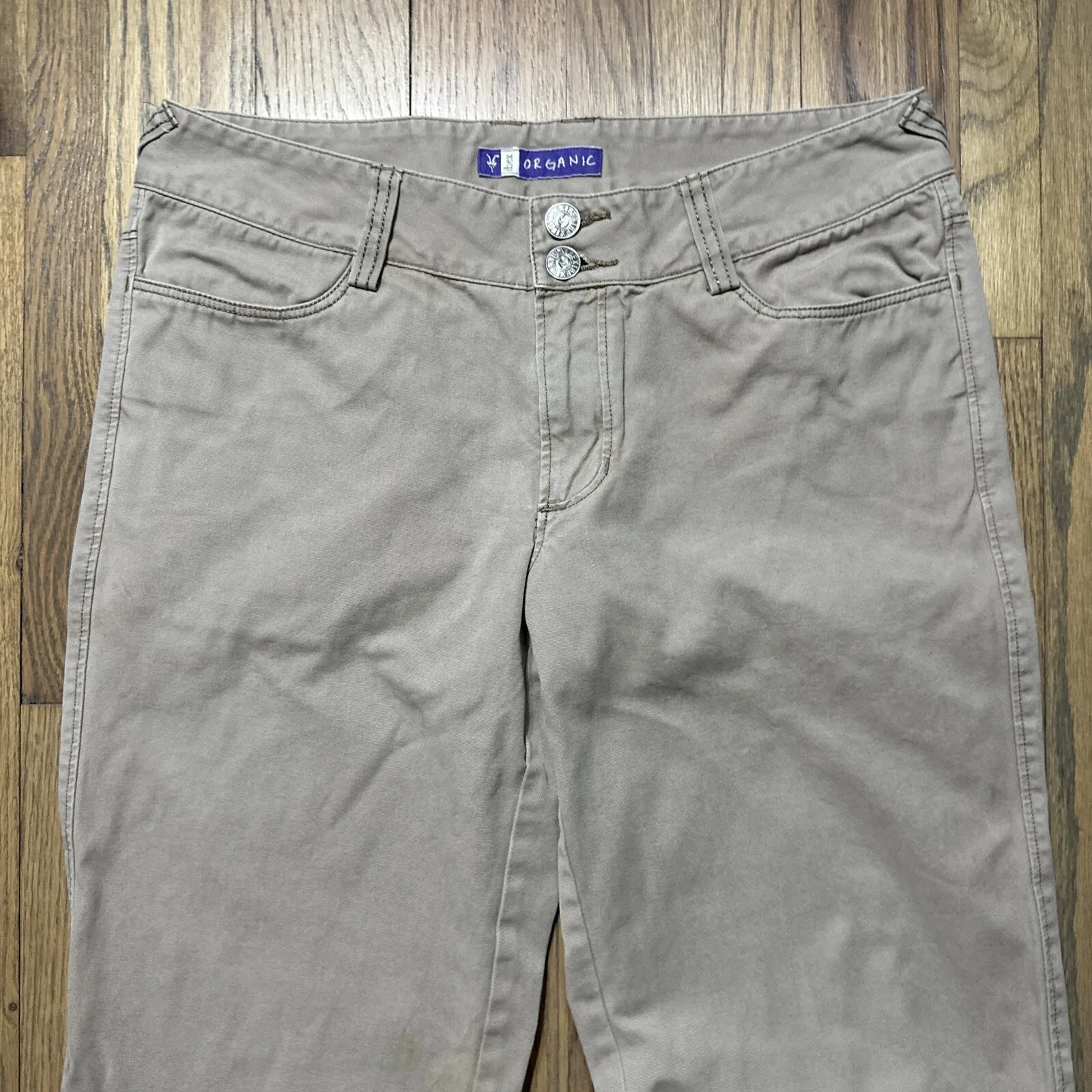 Ibex Khaki Organic Cotton Outdoor Hiking Pants Straight Leg Ankle Pocket SZ 4 Tan - Image 2