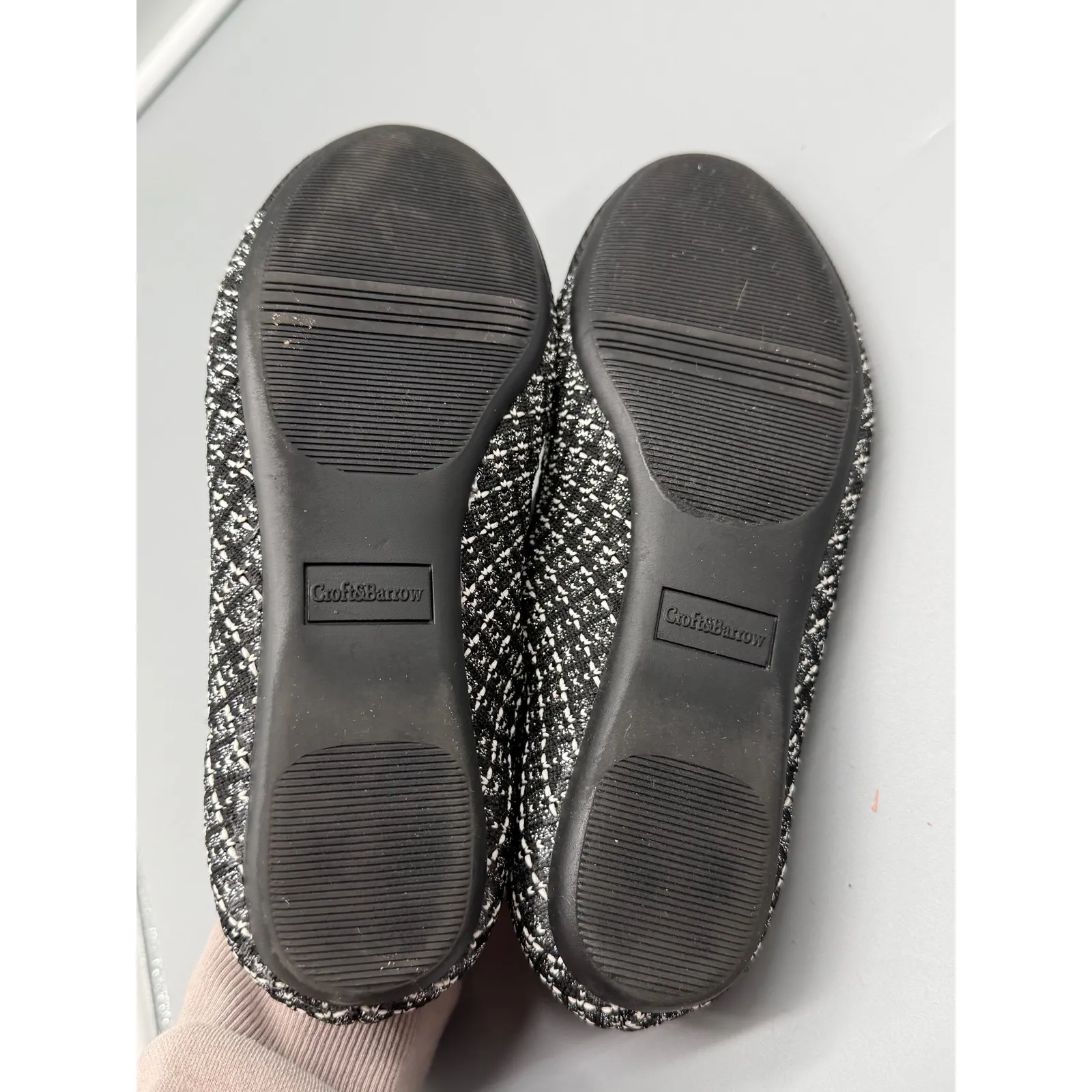 Croft & Barrow Womens Black White Knit Ballet Flats Comfort Slip On Shoes 6.5 - Image 5