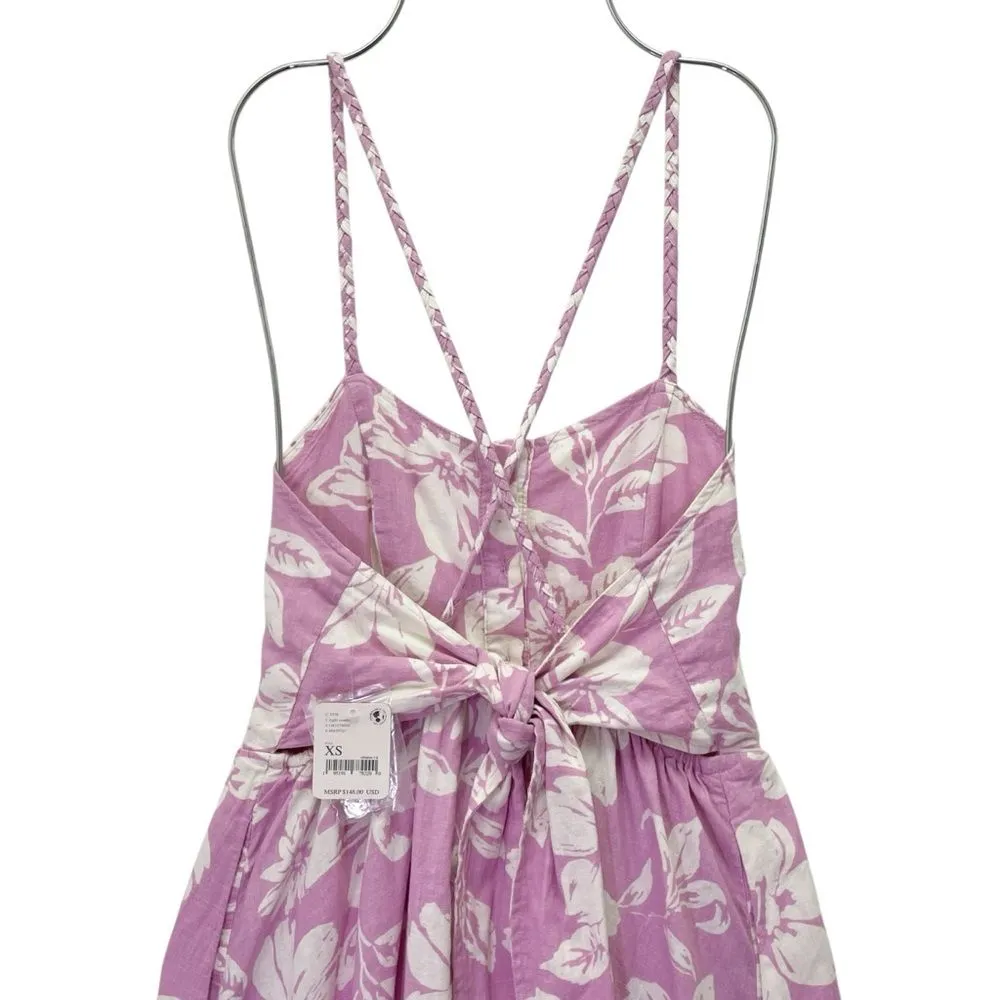 NWT Free People The Perfect Sundress Size XS Pink White Floral Linen Maxi Dress - Image 6
