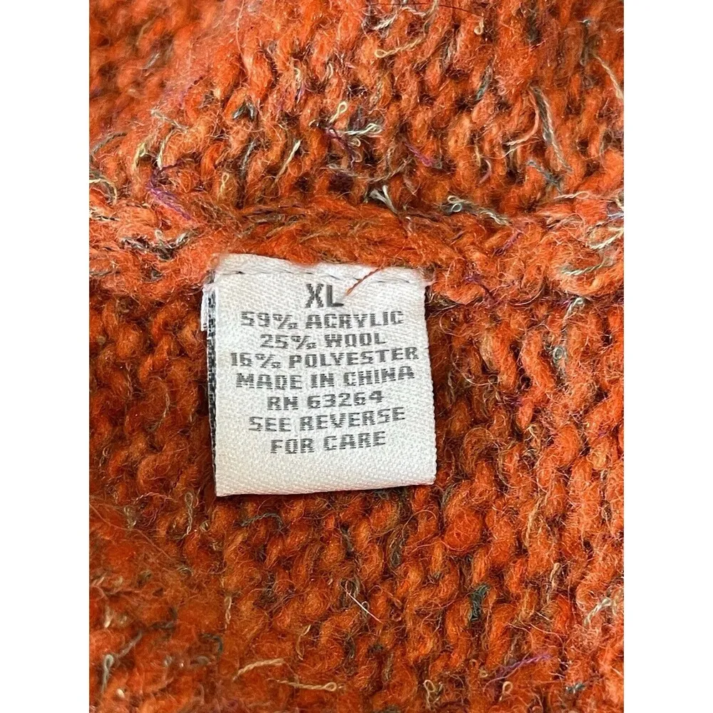 Dressbarn Orange Knit Cropped 3/4 Sleeve Fuzzy Cardigan Button Up Sweater XL - Image 13