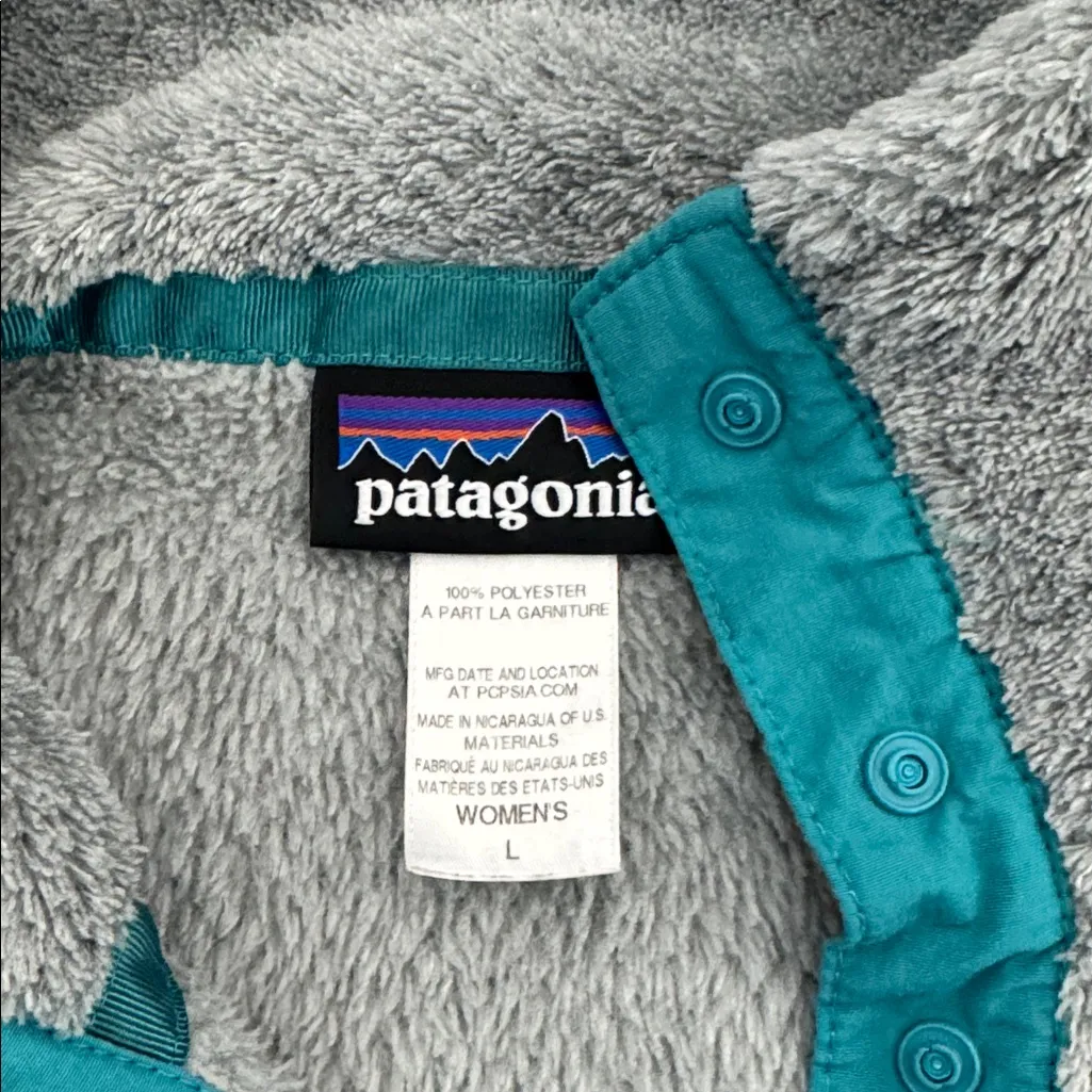 Patagonia Fleece Retool Snap-T Pullover Sweater grey gray teal blue - Image 4