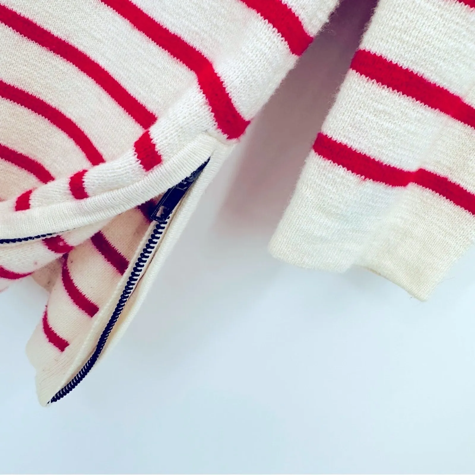 | Seaside Side-Zip Wool Blend Striped Sweater Size Small - Image 5