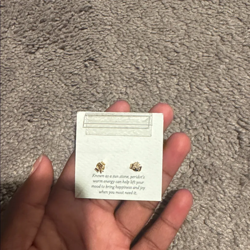 Shivam Peridot 14Kt Gold Plated Sterling Silver Stud Earrings Green - Image 2