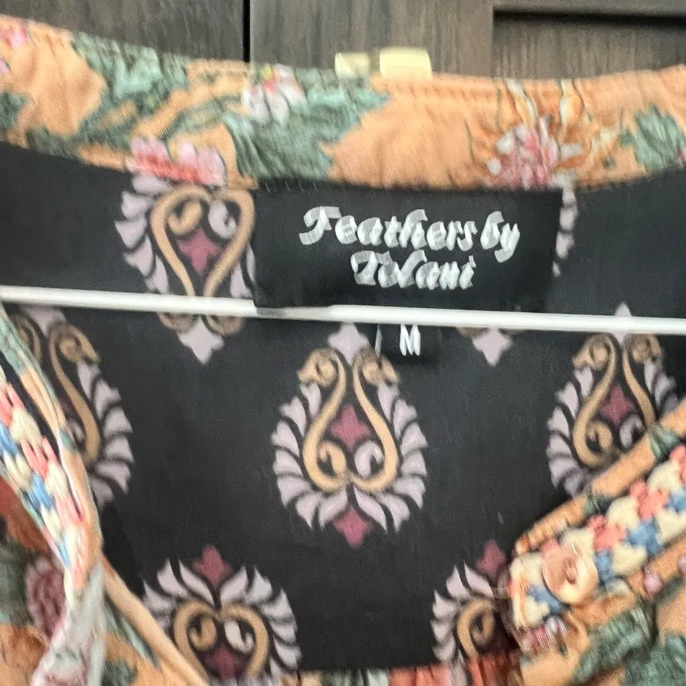 Fashion Bug Orange Graphic Blouse with Mandarin Collar - Image 2