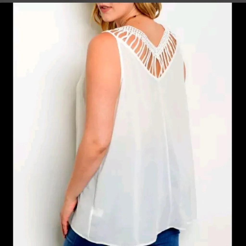 🆕 Torrid Plus 1X White Hi Low Strappy Back Tank‎ Top Chiffon Shirt NEW - Image 4