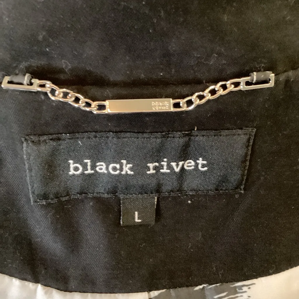 Black Rivet Classic Black Trench Coat - Image 3