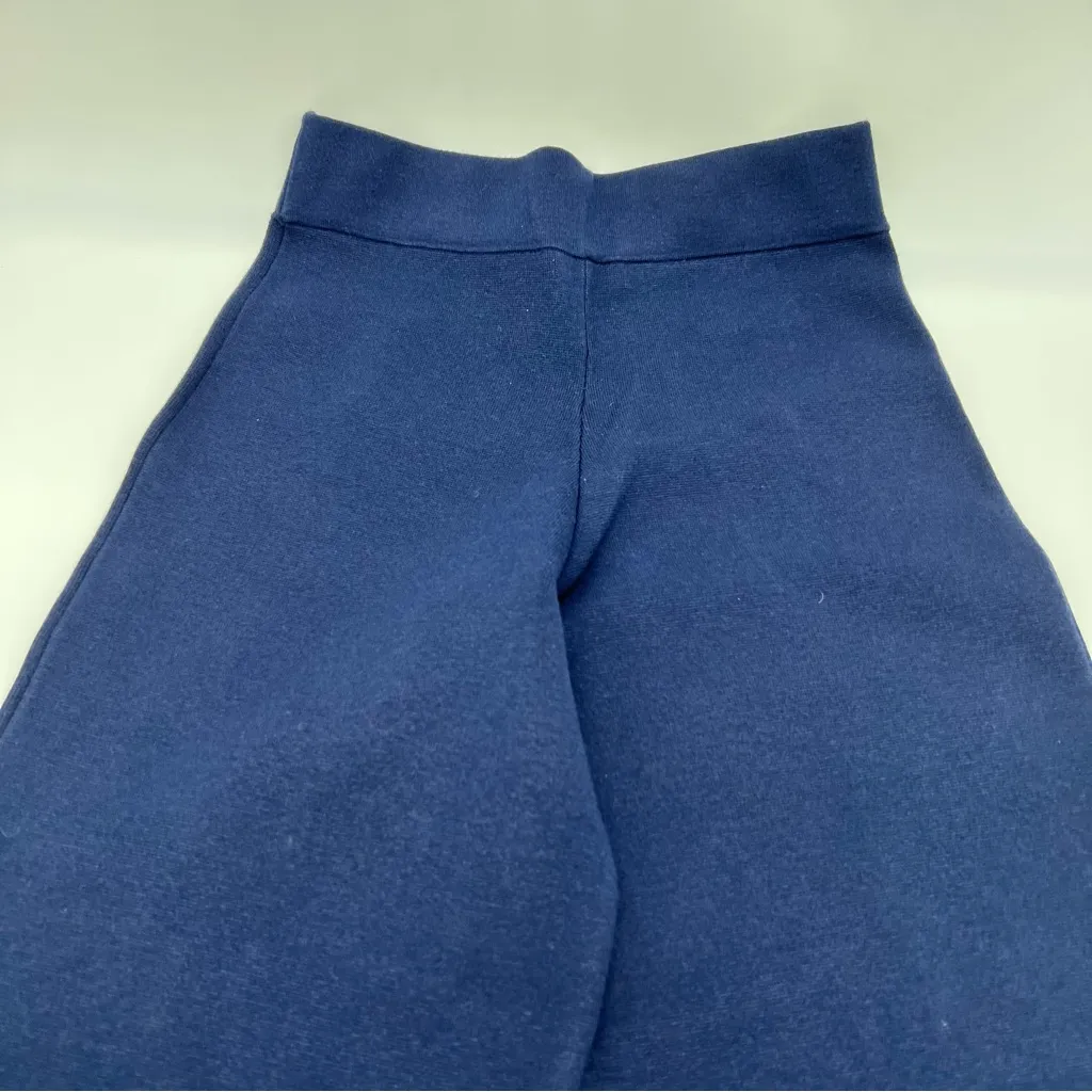 J. Crew Navy w/White Trim Wide Leg Knit Pants w/Gold metallic Buttons-Size S - Image 10