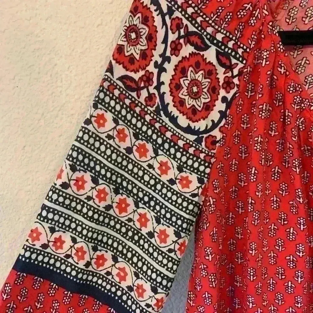 Lucky Brand red peasant top sz S Western cowgirlcore rodeo boho festival concert - Image 3