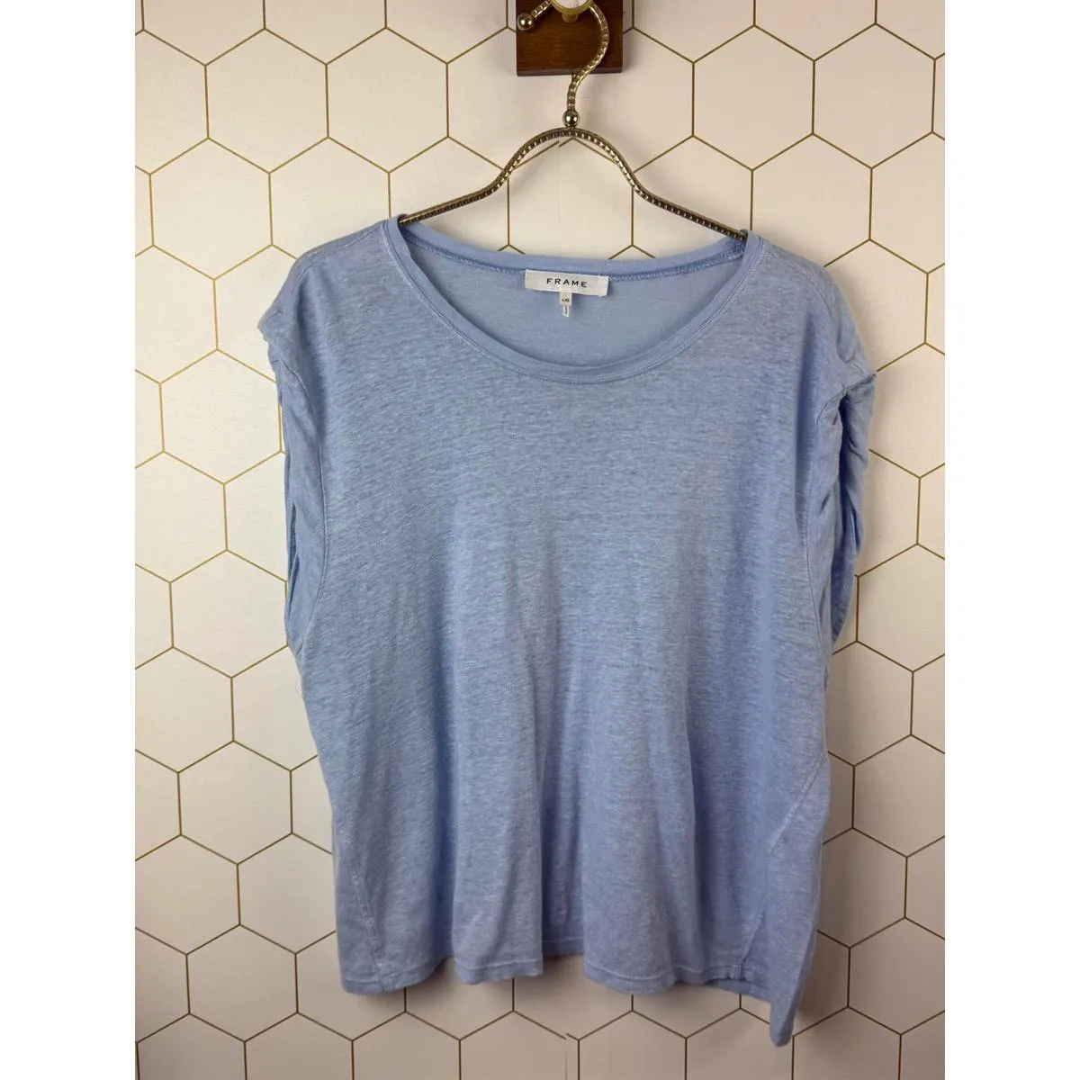 Frame Denim Light Blue Short Sleeve T-Shirt - Size - Large - Image 5