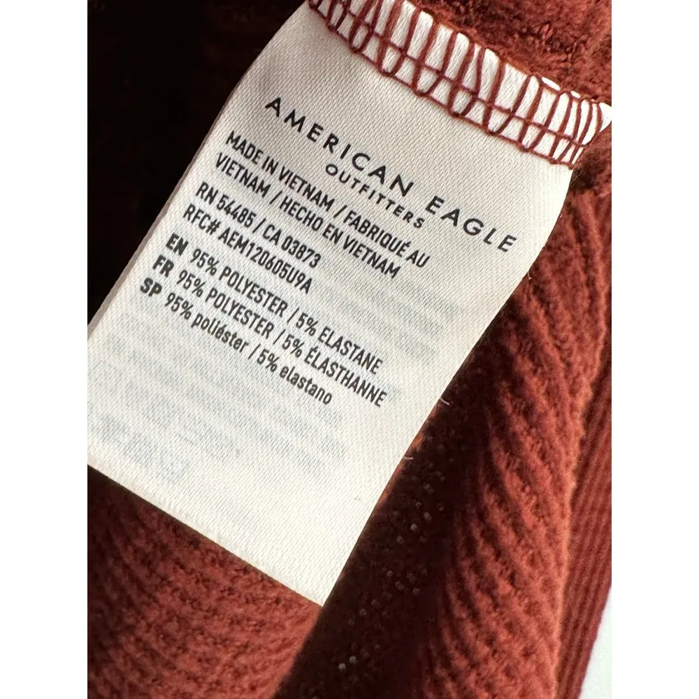 American Eagle AEO Rust Red Long Sleeve Thermal Shirt Women's Size Small S - Image 6