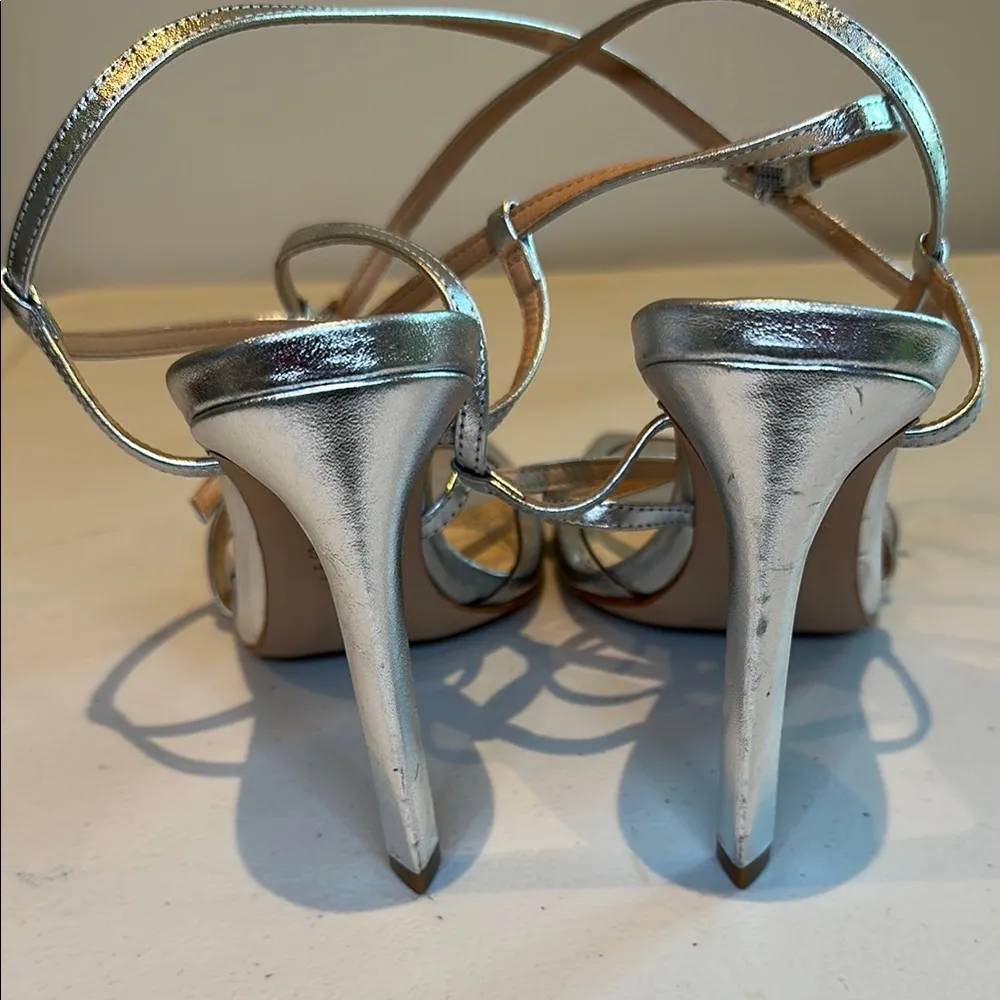 Schutz Silver Strappy High Heels - Image 4