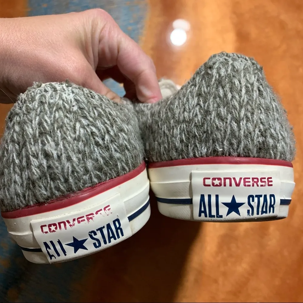 Converse All Star Sweater Knit Gray Low Top Sneakers - Image 6
