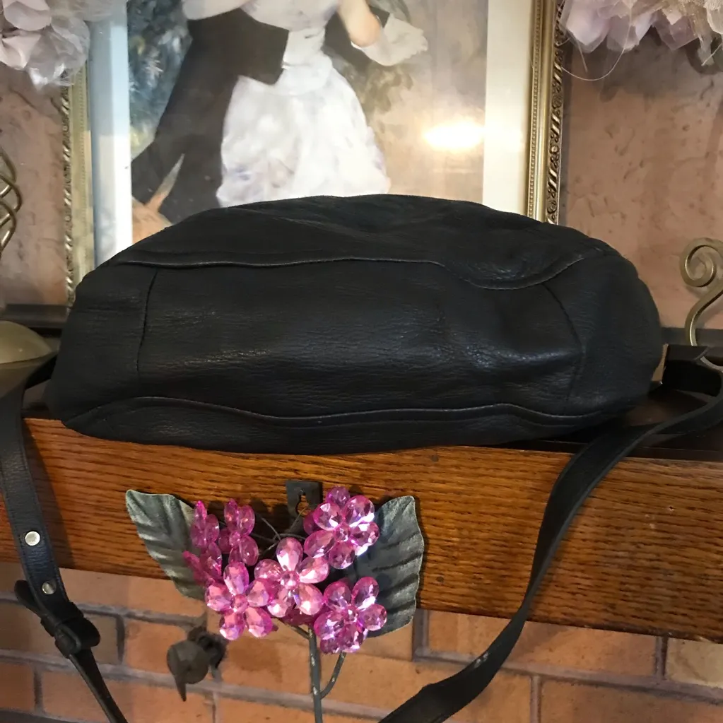 VINCE CAMUTO "LUELA" BLACK LEATHER & SUEDE BRAIDED HANDLE & DETACHABLE STRAP - Image 5