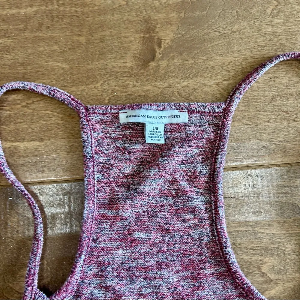 American Eagle Women’s Halter Mini Dress Heathered Red Grey Size Large EUC - Image 2