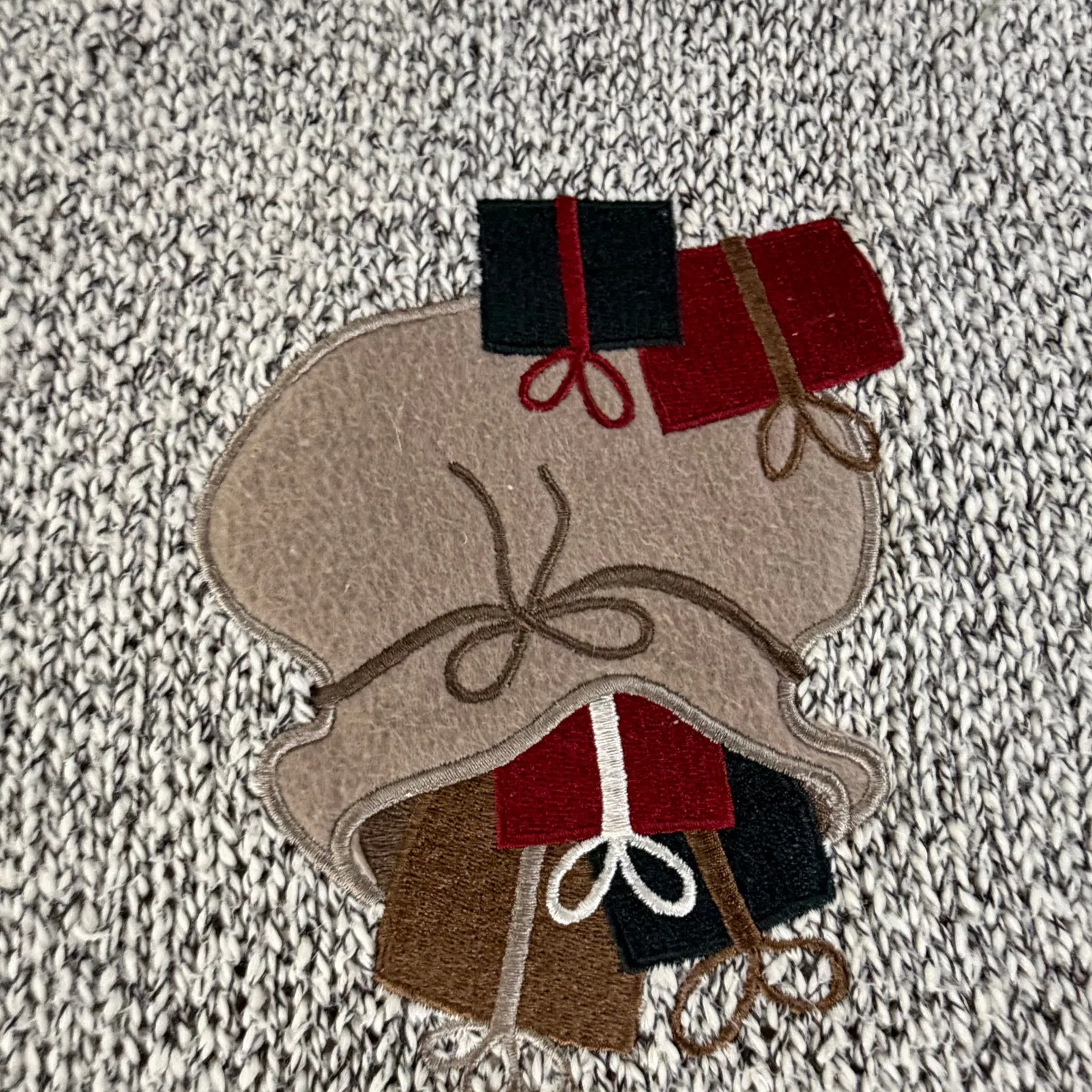 Vintage Christmas Sweater Vest XL Santa Sleigh Reindeer Holiday Hand Embroidered Tan - Image 5