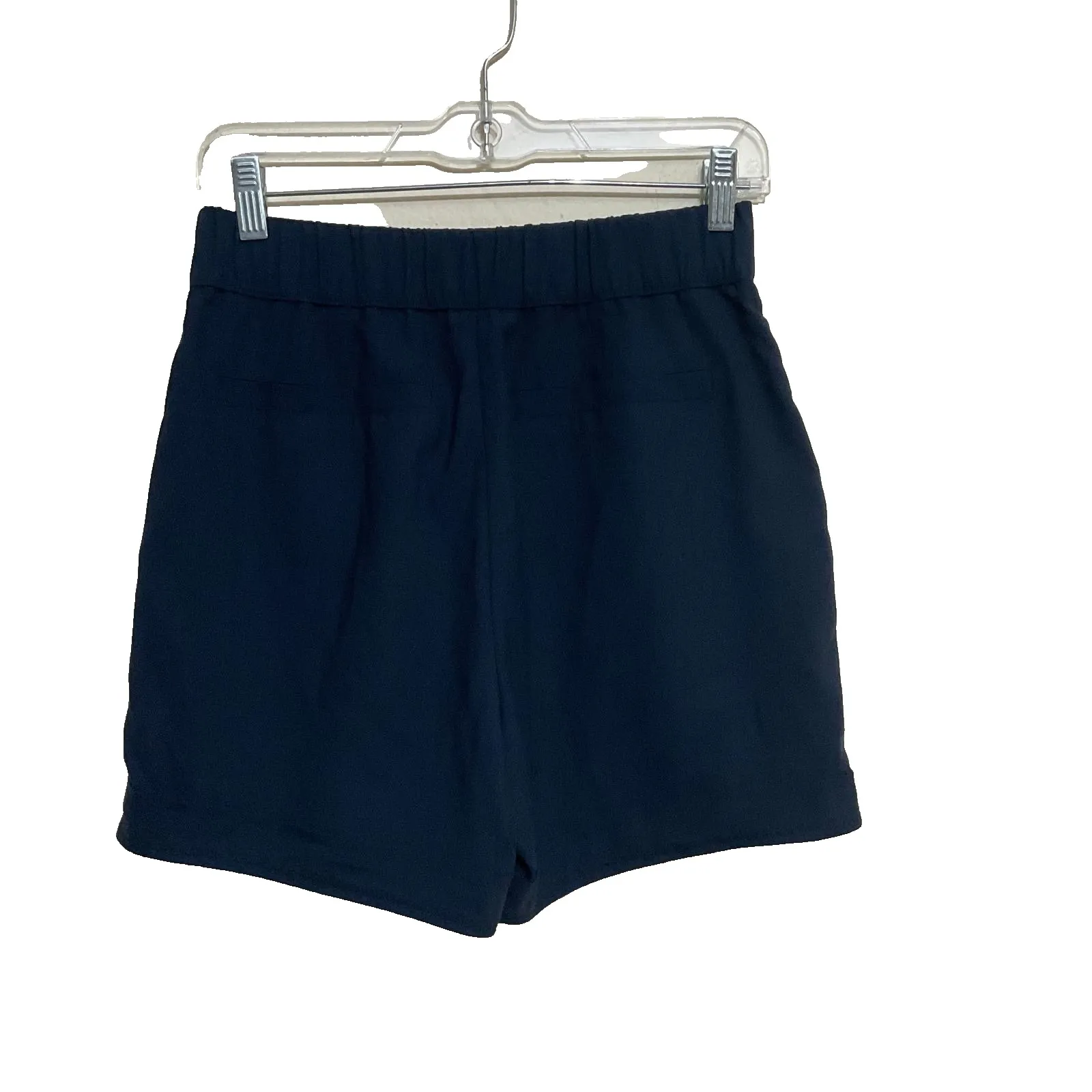 Democracy highrise elasticated waistband side pockets  navy women light shorts M - Image 3