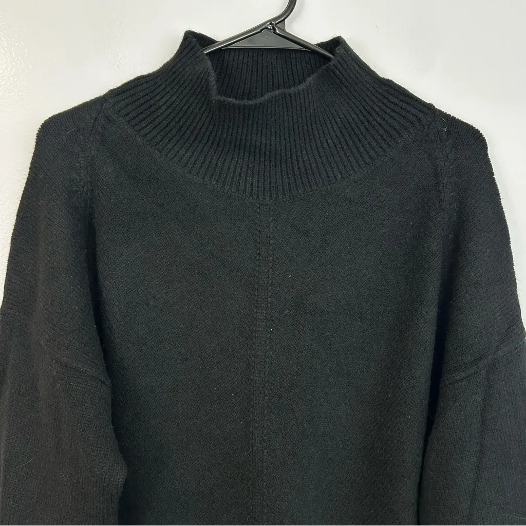 Maeve Anthropologie Black Mock Neck Asymmetrical Pullover Sweater Size Large - Image 3