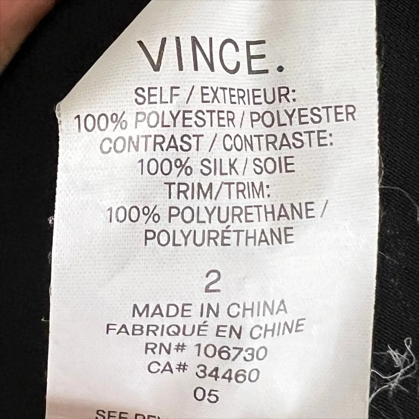 Vince Faux Leather Trim V-Neck Long Sleeve Shift Dress Size 2 Black - Image 6