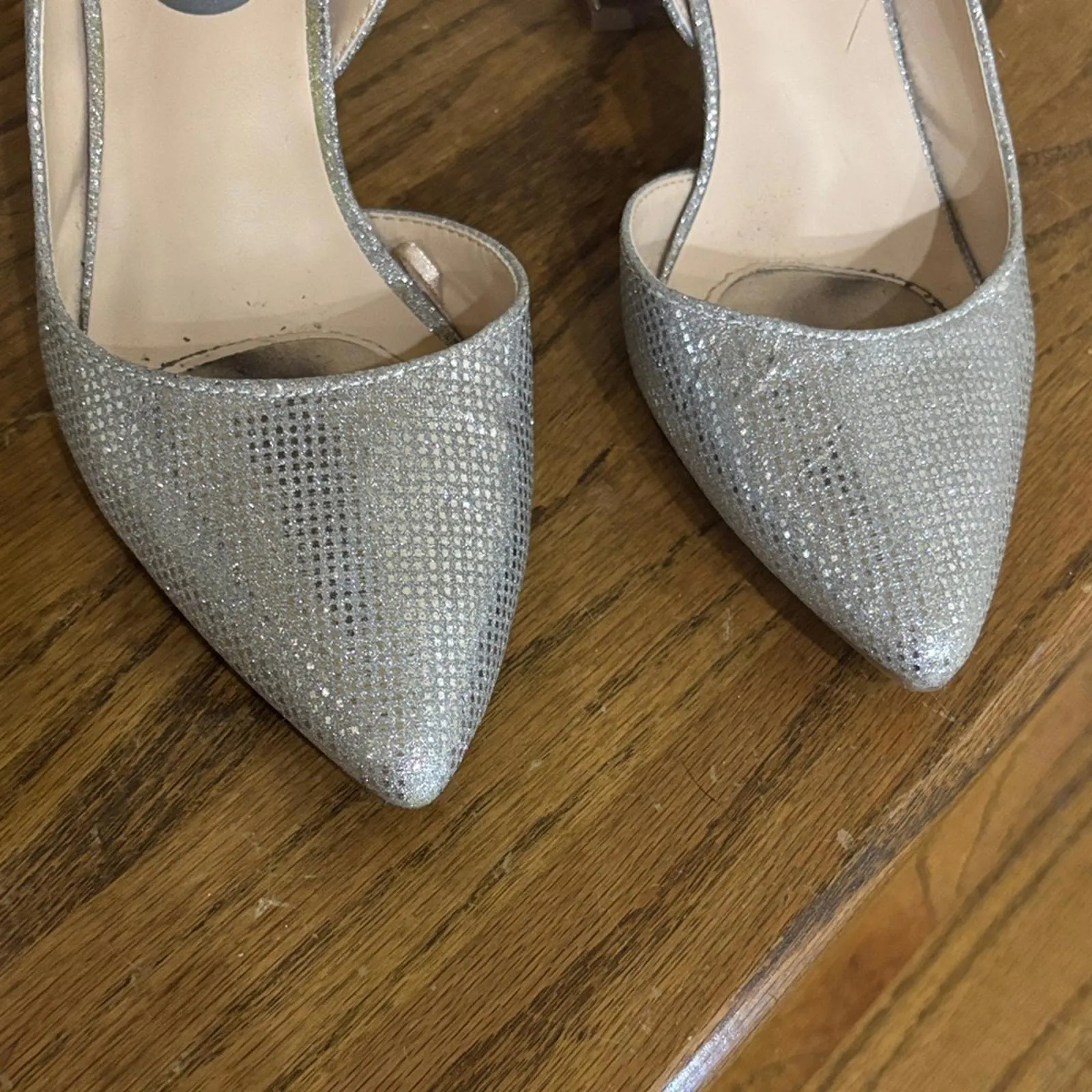 Jones New York Silver metallic block Heeled Shoes formal party homecoming - Image 2