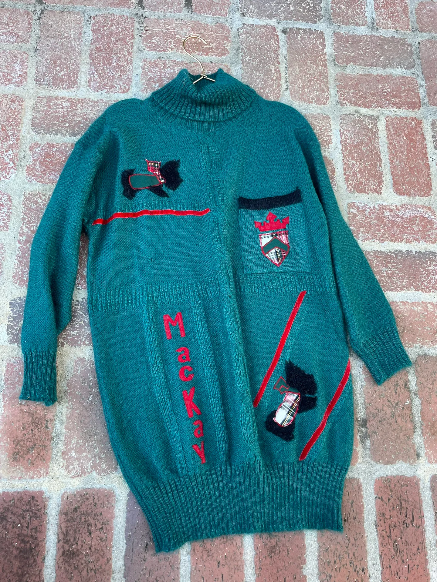 Vintage scottie dog wool sweater dress Blue - Image 2