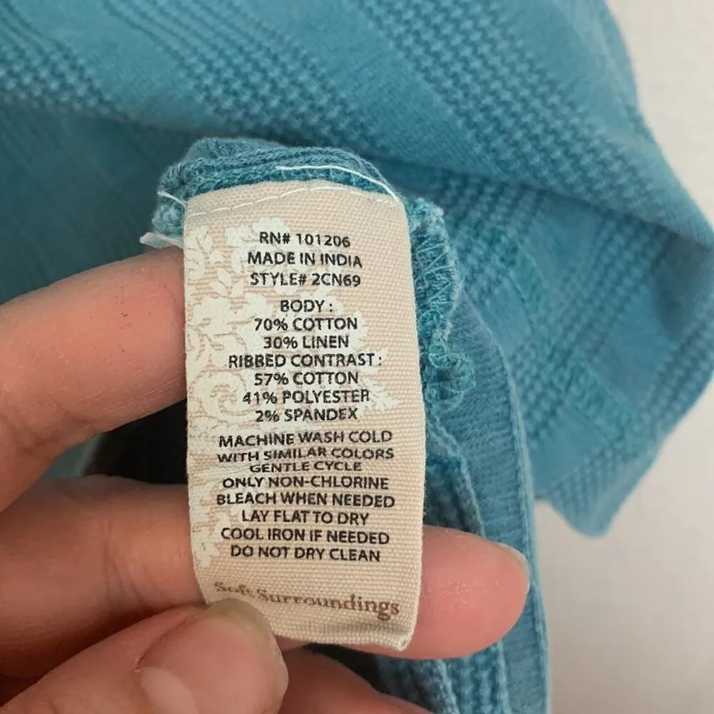 Soft Surroundings womens small blue casual texture short sleeve shirt basic - Image 7