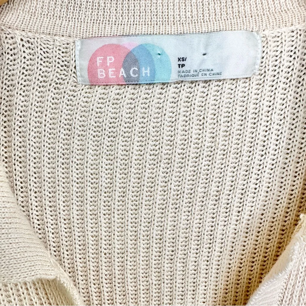 Free People Picnic Sweater Romper Cream Knit Linen Cotton Blend - Image 6