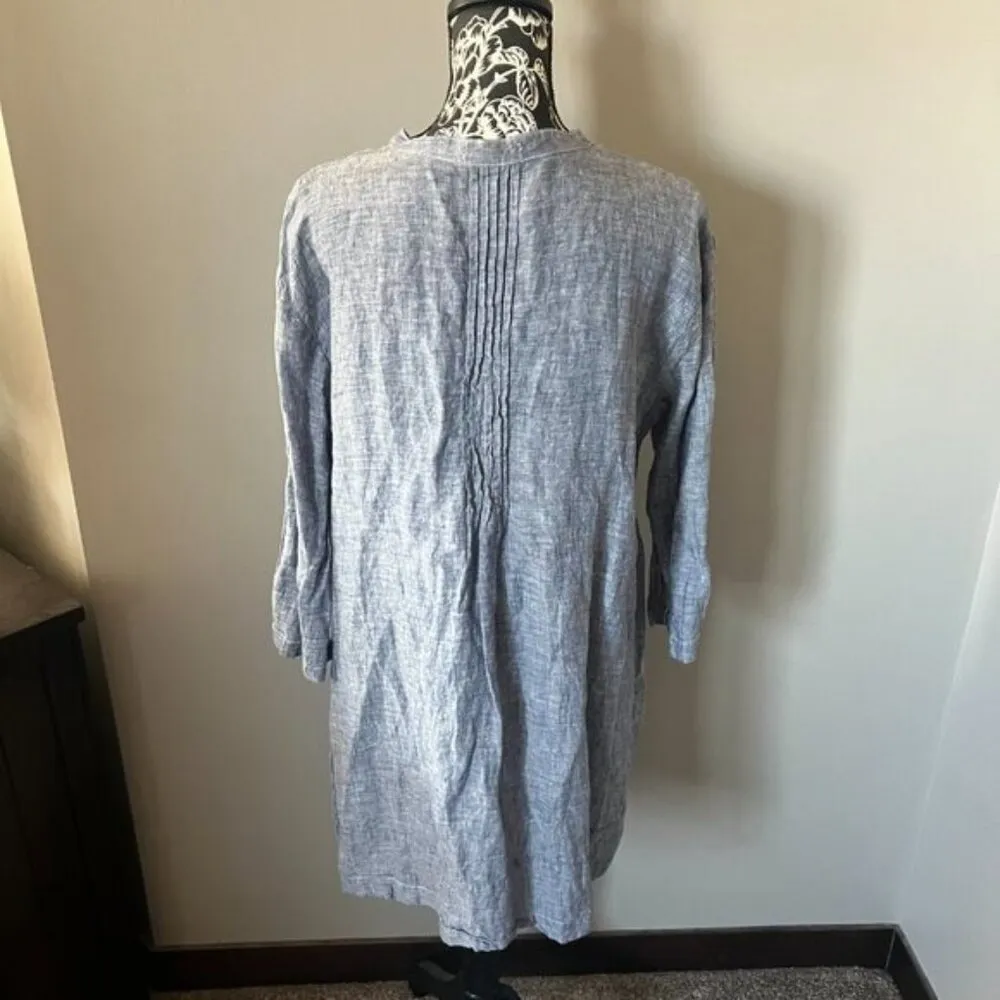 CP Shades Linen Womens Tunic Top Dress Blue Long Sleeve Xlarge - Image 6